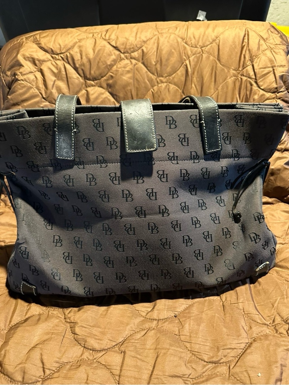 Dooney & Bourke Brown & Black Monogram Shoulder Bag